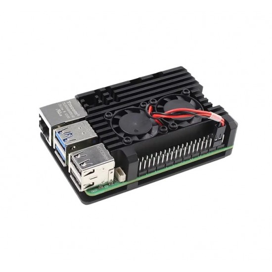 Raspberry Pi 5 Aluminium Alloy Metal Case with Dual Cooling Fan - Design for Raspberry Pi 5 - 2 Line Fan Connector Raspberry Pi 5 Aluminium Alloy Metal Case with Dual Cooling Fan - Design for Raspberry Pi 5 - 2 Line Fan Connector