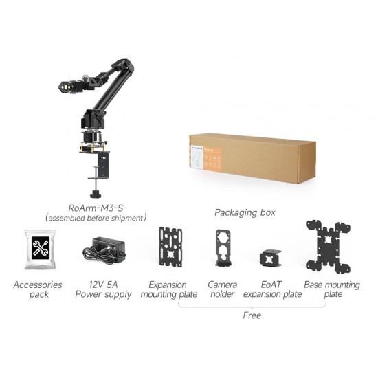 RoArm-M3-S 5 + 1 DOF High-Torque Serial Bus Servo Robotic Arm Kit, Based On ESP32, 2-DOF Wrist Joint, Wireless Control, Compatible With LeRobot