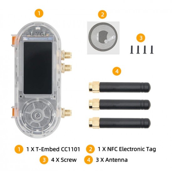 LILLYGO T-Embed CC1101 Plus ESP32-S3 + nRF24L01 + PN532 NFC/RFID Wireless Transceiver Module With 1.9inch IPS LCD Display (With External Antenna's) (K268-01)