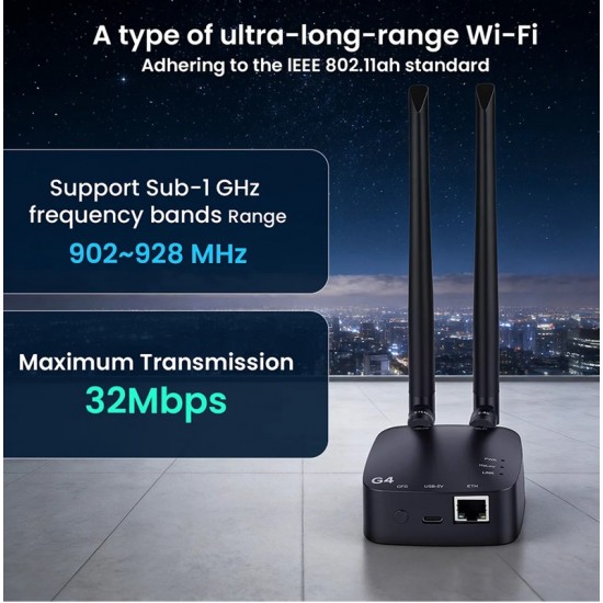 Elecrow ThinkNode G4 Wi-Fi HaLow Gateway Support Wi-Fi/Wi-Fi HaLow/Ethernet Connections | Supports AP/STA/Mesh, 850~950 MHz Elecrow ThinkNode G4 Wi-Fi HaLow Gateway Support Wi-Fi/Wi-Fi HaLow/Ethernet Connections | Supports AP/STA/Mesh, 850~950 MHz