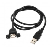 USB2.0 Type A Male to Type A Female Panel-Mount Cable - 1.5 Meter Cable Length