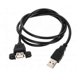 USB2.0 Type A Male to Type A Female Panel-Mount Cable - 1.5 Meter Cable Length USB2.0 Type A Male to Type A Female Panel-Mount Cable - 1.5 Meter Cable Length