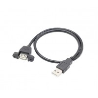 USB2.0 Type A Male to Type A Female Panel-Mount Cable - 1 Meter Cable Length