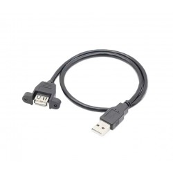 USB2.0 Type A Male to Type A Female Panel-Mount Cable - 1 Meter Cable Length USB2.0 Type A Male to Type A Female Panel-Mount Cable - 1 Meter Cable Length