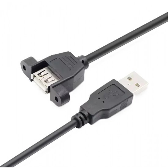 USB2.0 Type A Male to Type A Female Panel-Mount Cable - 1 Meter Cable Length USB2.0 Type A Male to Type A Female Panel-Mount Cable - 1 Meter Cable Length
