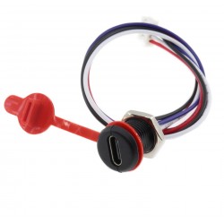 Panel Mount USB Type C Female Connector with Screw & Dust Cap - 4 Pin JST-PH-2.0 Connector Output - 15CM Cable Length Panel Mount USB Type C Female Connector with Screw & Dust Cap - 4 Pin JST-PH-2.0 Connector Output - 15CM Cable Length