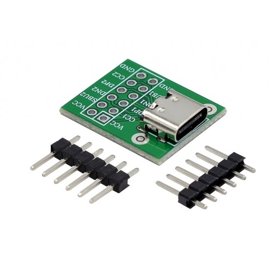 USB Type C 12 Pin Female Connector Breakout Board With Header