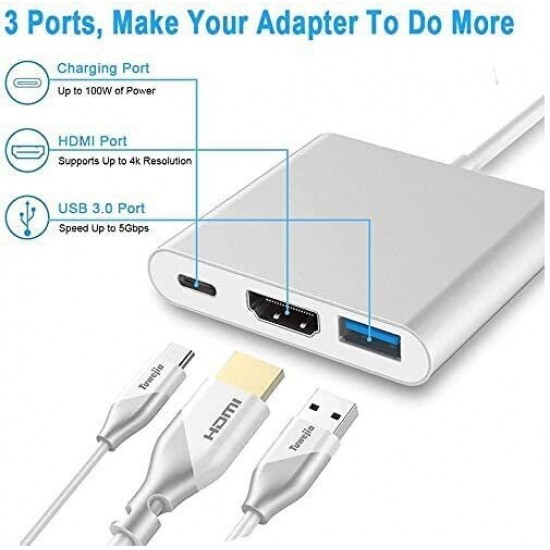 USB Type C 3-in-1 Multi-Port Adapter
