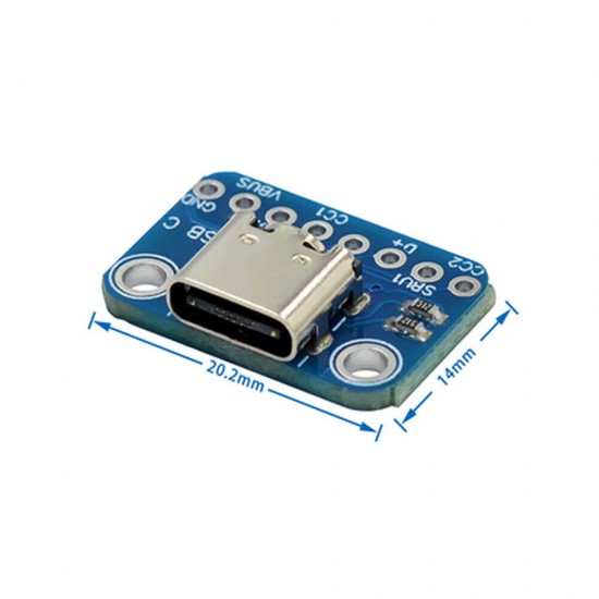 USB 3.1 Type C 16 Pin Female Connector Breakout Board With Header