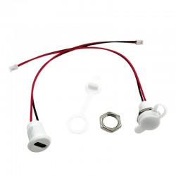 Panel Mount USB C Female Connector with Dust Cap - JST-PH-2.0 Connector Output - White