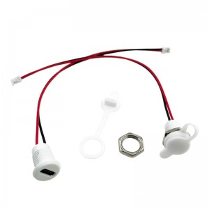 Panel Mount USB C Female Connector with Dust Cap - JST-PH-2.0 Connector Output - White