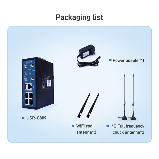 USR-G809 Industrial 4G LTE Cellular VPN Router with Serial Port R232/RS485