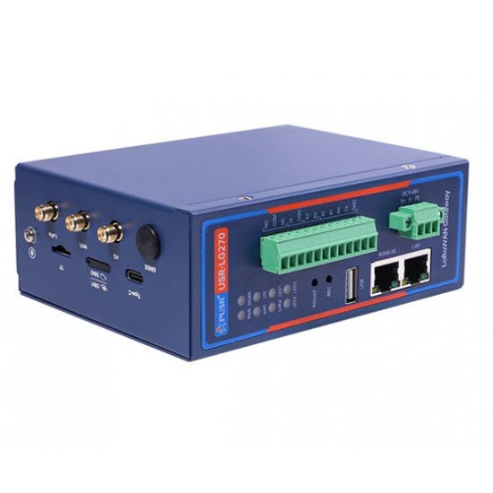 USR-LG270-868-GL1 Industrial LoRaWAN Edge Gateway - Based on RK3506J Processor - 512MB RAM + 8GB eMMC - SX1302 868MHz LoRa - 4G LTE - Wi-Fi 6 - Ethernet & RS485/RS232 USR-LG270-868-GL1 Industrial LoRaWAN Edge Gateway - Based on RK3506J Processor - 512MB RAM + 8GB eMMC - SX1302 868MHz LoRa - 4G LTE - Wi-Fi 6 - Ethernet & RS485/RS232