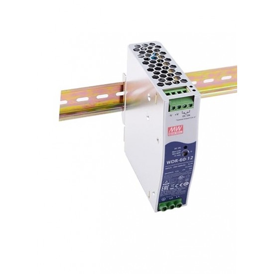 Mean Well WDR-60-12 12V 5A 60W DIN Rail Switching Power Supply (SMPS)