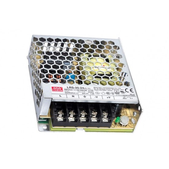 Mean Well LRS-35-24 24V 1.5A 36W Switching Power Supply (SMPS) - Single Output Mean Well LRS-35-24 24V 1.5A 36W Switching Power Supply (SMPS) - Single Output