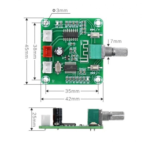 XH-A158 Dual Channel BLE5.0 Audio Power Amplifier Board - Based On PAM8403 Chip - Stereo 5Wx2 Output