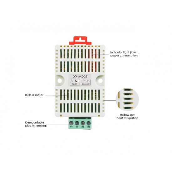 XY-MD02 Temperature and Humidity Transmitter - RS485 Interface - Support Modbus RTU Protocol