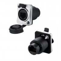 YT RJ45 Female Socket Dual Port Metal Panel Ethernet Connector IP65 Waterproof - Panel Mount - YT-RJ45-JSX-16-001