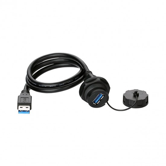YU Series USB3.0 Female-Male Data Connector IP67 Waterproof - 1Meter Cable Length - YU-USB3-FS-MP-1M-001