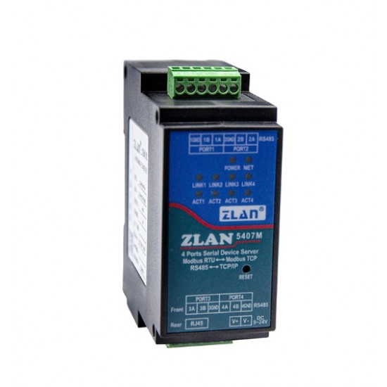 ZLAN5407M 4-Port Serial Device Server / Modbus RTU to Modbus TCP Gateway
