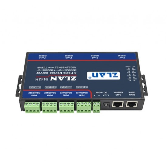 ZLAN ZLAN5443H 4-Port Industrial Serial Device Server – RS232/RS485/RS422 to Ethernet, Modbus RTU to TCP/IP Converter ZLAN ZLAN5443H 4-Port Industrial Serial Device Server – RS232/RS485/RS422 to Ethernet, Modbus RTU to TCP/IP Converter