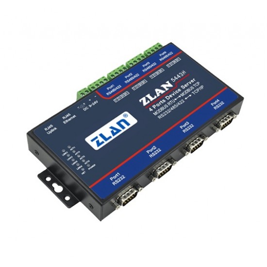 ZLAN ZLAN5443H 4-Port Industrial Serial Device Server – RS232/RS485/RS422 to Ethernet, Modbus RTU to TCP/IP Converter ZLAN ZLAN5443H 4-Port Industrial Serial Device Server – RS232/RS485/RS422 to Ethernet, Modbus RTU to TCP/IP Converter