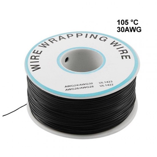 B-30-1000 30AWG PVC Wire Wrap Wire – 230m Black Durable Insulated Hook-Up Wire