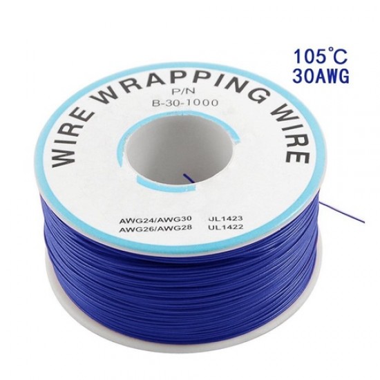 B-30-1000 30AWG PVC Wire Wrap Wire – 230m Blue Durable Insulated Hook-Up Wire