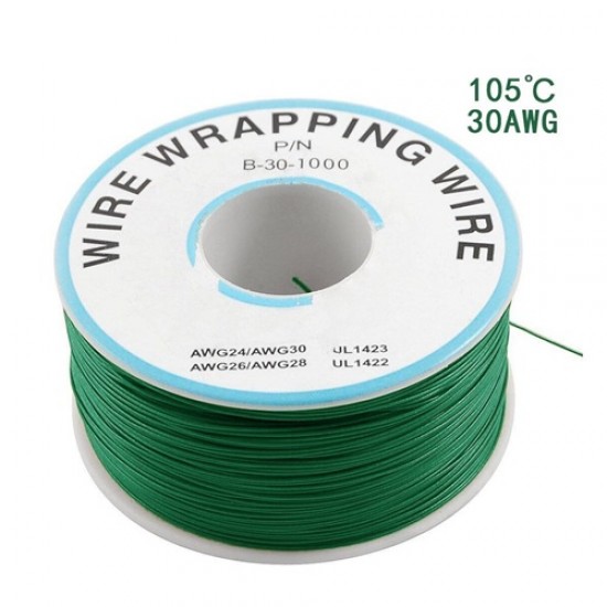 B-30-1000 30AWG PVC Wire Wrap Wire – 230m Green Reliable Insulated Hook-Up Wire