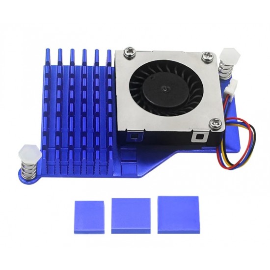 Active Cooler for Raspberry Pi 5 - Aluminum Heatsink With Thermal Pads (Blue Color)