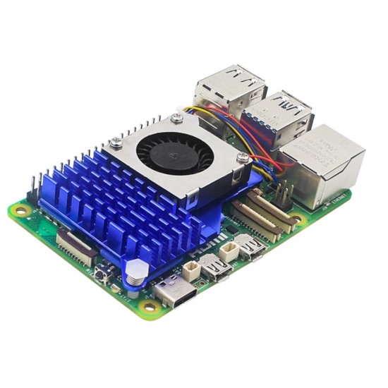 Active Cooler for Raspberry Pi 5 - Aluminum Heatsink With Thermal Pads (Blue Color)