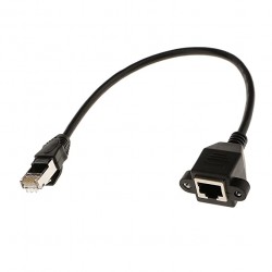 RJ45 Male to Female Screw Panel Mount Ethernet LAN Network Extension Cable - 50CM