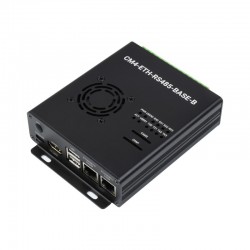 Dual ETH Mini-Computer For Raspberry Pi Compute Module 4 (NOT Included), Gigabit Ethernet, 4CH Isolated RS485 (Power Adapter Included)