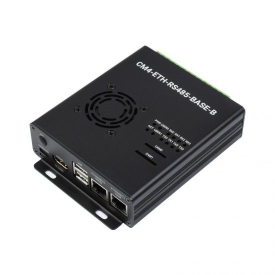 Dual ETH Mini-Computer For Raspberry Pi Compute Module 4 (NOT Included), Gigabit Ethernet, 4CH Isolated RS485