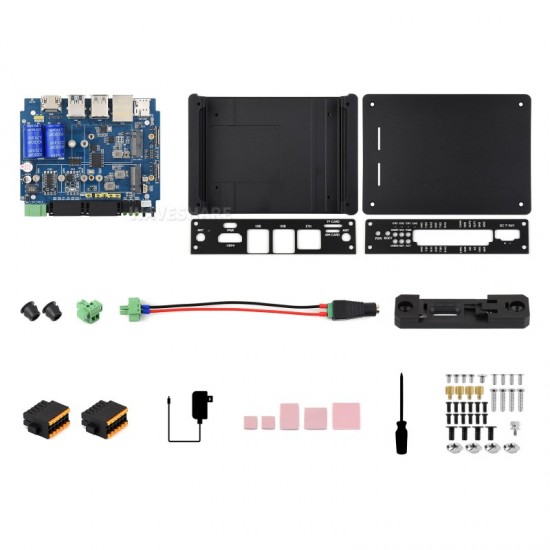 Waveshare Industrial Computer For Raspberry Pi Compute Module 5 (NOT included), 1000M Ethernet RJ45 port, Supports RS485 And 4G/5G Communication - 2 Ports RS485 + 2 Ports RS232