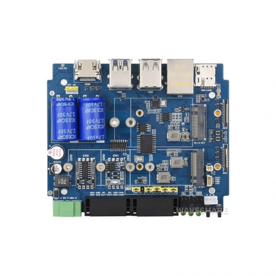 Waveshare Industrial Computer For Raspberry Pi Compute Module 5 (NOT included), 1000M Ethernet RJ45 port, Supports RS485 And 4G/5G Communication - 2 Ports RS485 + 2 Ports RS232