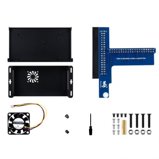 Waveshare Metal Case Designed For Raspberry Pi Official Compute Module 5 IO Board, Comes With Cooling Fan