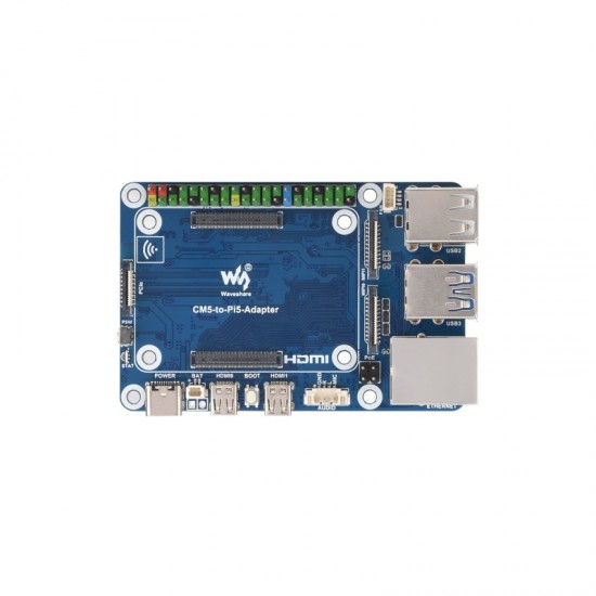 Waveshare CM5 To Pi 5 Adapter Board For Raspberry Pi 5, Alternative Solution for Raspberry Pi 5, Onboard Audio Header, Supports Connecting To Microphone Waveshare CM5 To Pi 5 Adapter Board For Raspberry Pi 5, Alternative Solution for Raspberry Pi 5, Onboard Audio Header, Supports Connecting To Microphone