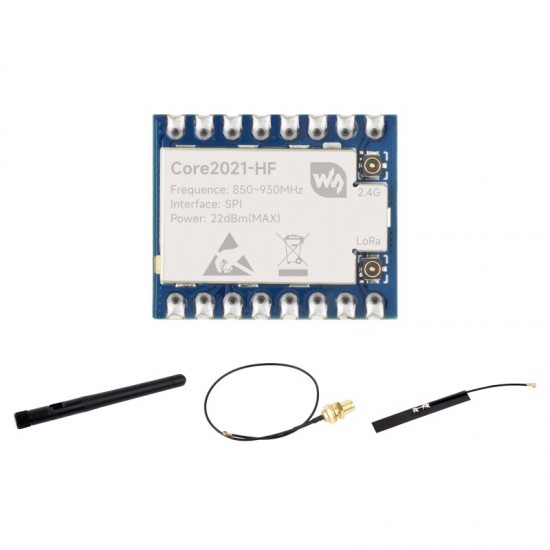 Waveshare Core2021-HF Dual-Band LoRa Module, Based on LR2021 Transceiver, Supports 850 ~ 930MHz, 2.4GHz And 1.5~2.5GHz Frequency Bands, Low-power And Multi-protocol IoT LoRaWAN Module (Solder Version)