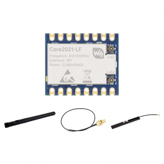 Waveshare Core2021-LF Dual-Band LoRa Module, Based on LR2021 Transceiver, Supports 410 ~ 510MHz, 2.4GHz And 1.5~2.5GHz Frequency Bands, Low-power And Multi-protocol IoT LoRaWAN Module (Unolder Version)