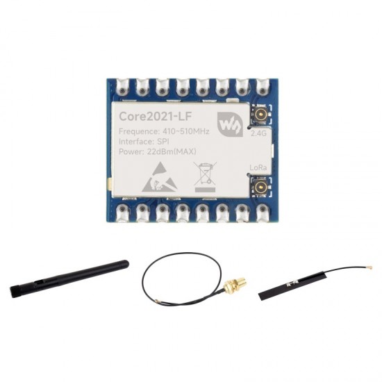 Waveshare Core2021-LF Dual-Band LoRa Module, Based on LR2021 Transceiver, Supports 410 ~ 510MHz, 2.4GHz And 1.5~2.5GHz Frequency Bands, Low-power And Multi-protocol IoT LoRaWAN Module (Solder Version) Waveshare Core2021-LF Dual-Band LoRa Module, Based on LR2021 Transceiver, Supports 410 ~ 510MHz, 2.4GHz And 1.5~2.5GHz Frequency Bands, Low-power And Multi-protocol IoT LoRaWAN Module (Solder Version)