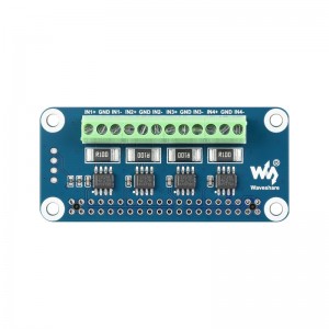 4-ch Current/Voltage/Power Monitor HAT for Raspberry Pi, I2C/SMBus