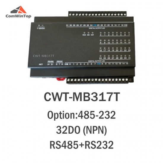 ComWinTop CWT-MB317T 32-Channel Digital Output + RS485+ RS232 Industrial Modbus Digital Output Controller ComWinTop CWT-MB317T 32-Channel Digital Output + RS485+ RS232 Industrial Modbus Digital Output Controller
