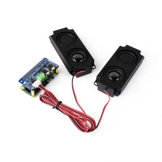 Waveshare DA7212 I2S Audio Board For Raspberry Pi, Stereo Encoding/Decoding, Onboard Dual Microphones, Compatible With Raspberry Pi Series Boards, with 8Ω 5W Speakers