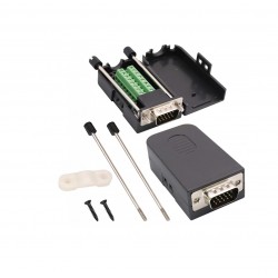 DB15 15-Pin Male Breakout Adapter with Screw Terminal | VGA  Connector DIY Kit With Enclosure
