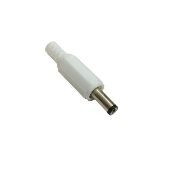 DC Power Connector - DC Jack -  Male - 2.1mm Inner Dia - 5.5mm Outer Dia - White