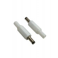 DC Power Connector - DC Jack -  Male - 2.1mm Inner Dia - 5.5mm Outer Dia - White