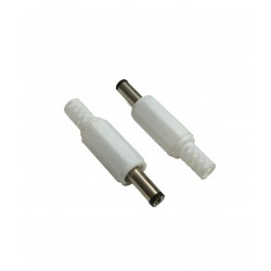 DC Power Connector - DC Jack -  Male - 2.1mm Inner Dia - 5.5mm Outer Dia - White