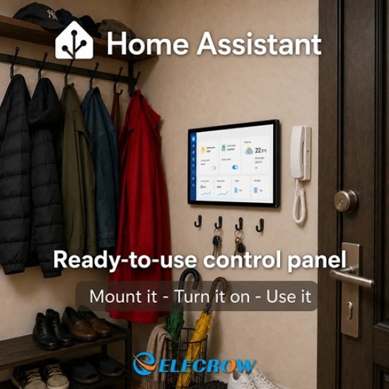 Elecrow 10.1Inch Smart Home Control Panel for Home Assistant,Ready-to-Use, Wall-Mounted Touchscreen-With 2MP Camera (MPN:DHE01101C)