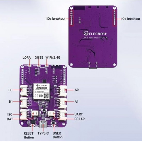 Elecrow LoRa Node Expansion Board-nRFLR1110 Integrates nRF52840 for Long Range Communication Support GNSS Position Elecrow LoRa Node Expansion Board-nRFLR1110 Integrates nRF52840 for Long Range Communication Support GNSS Position